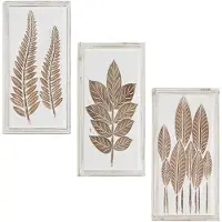 vidaXL Décoration artificielle, lot de 3, marron et blanc, 40 x 40 x 1,5 cm
