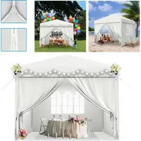 LZQ Pavillon XMTECH de 3x3 mètres avec panneaux latéraux et fenêtres, tente de fête, blanc