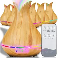 Retoo Humidificateur Diffuseur d'arômes Ultrasonique LED Aromatherapy Room Essential Oils Silent Wooden Diffuser Timer 150ml Remote Control