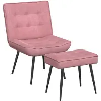 vidaXL Fauteuil relax avec pouf rose velours