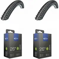 Schwalbe 2 pneus Rapid Rob HS425 26x2,10 + 2 chambres à air AV13