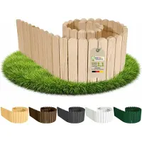 Pemicont Floranica Palissade de jardin bois sans piquets 200 x 20 cm, Non traité – pin en rouleau, à enterrer ou en habillage