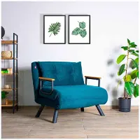 Hannah Home , Sando Single - Petrol Green, Canapés-lits, Canapé-lit 1 place, vert pétrole, polyester, 67 x 78 x 78 x cm