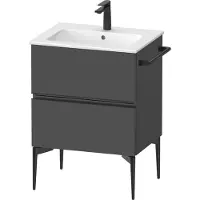 Duravit Sivida Meuble sous-lavabo, 2 tiroirs, poignée encastrée noir diamant mat, 610x477x591mm, pour ME by Starck, SV46430BD490000