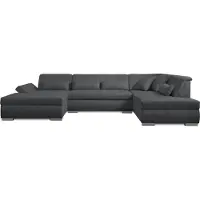Best Mobilier Vermont - canapé panoramique d'angle droit - 7 places - XXL , Gris foncé
