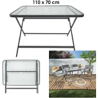 Home Deco Factory Table - - Formentera - Verre Trempé - Pliable - Gris