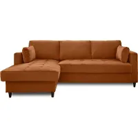 Lisa Design Anna - canapé d'angle gauche - 4 places - convertible avec coffre - en velours , Rouille