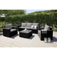 Allibert by KETER Salon de jardin, ALLIBERT CALIFORNIA, Modulable, 5 places, Résine imitation rotin, Gris