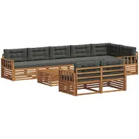 vidaXL Ensemble de canapés d'extérieur avec coussins 9 pièces Nature et Anthracite