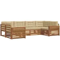 vidaXL - Ensemble de salon de jardin 6 pièces, en bois d'acacia massif, couleurs naturelles et beige