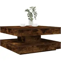 Prolenta Maison Exclusive - Table basse pivotante à 360 degrés, chêne fumé, 70 x 70 x 34,5 cm