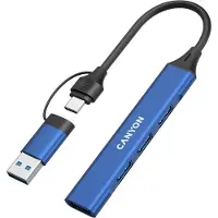 Canyon DS-02, Hub USB-C, 4 ports, 3xUSB 2.0 480Mbps, 1xUSB 3.0, 5Gbps, adaptateur USB-C/USB-A, bleu