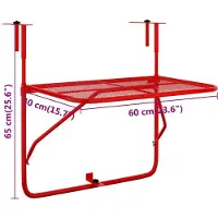 Syfax Table de balcon Rouge 60x40 cm Acier