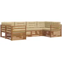 vidaXL - Ensemble de salon de jardin 6 pièces, en bois d'acacia massif, couleurs naturelles et beige