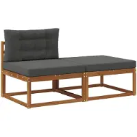 vidaXL Modules de canapé modulable avec coussins (2 pièces), couleur naturelle