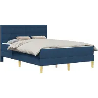 Syfax Cadre de lit avec matelas Bleu 140 x 200 cm tissu