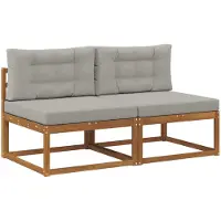 vidaXL Canapé d'extérieur de taille moyenne avec 2 coussins, couleur naturelle
