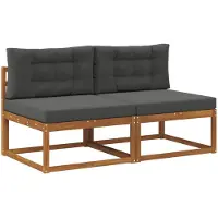 vidaXL Canapé d'extérieur de taille moyenne avec 2 coussins, couleur naturelle