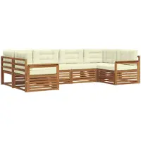 vidaXL Ensemble de canapés d'extérieur avec coussins 6 pièces Nature et Crème