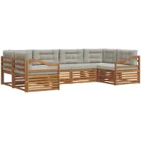 vidaXL Ensemble de canapés d'extérieur avec coussins 6 pièces Naturel et gris clair
