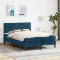 Prolenta Lit enfant exclusif - Structure de lit avec matelas, bleu, 120 x 190 cm, en velours
