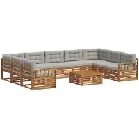 vidaXL Ensemble de canapés d'extérieur avec coussins 10 pièces Naturel et gris clair