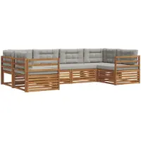 vidaXL Ensemble de canapés d'extérieur avec coussins 6 pièces Naturel et gris clair