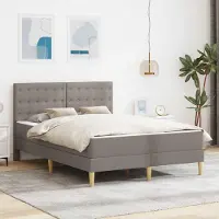 Prolenta Lit exclusif avec sommier et matelas couleur taupe, dimensions 140 x 200 cm, revêtement en tissu