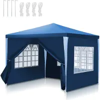 Izrielar Tente de réception avec parois latérales, porte à fermeture éclair et fenêtres, résistante aux intempéries, 3 x 3 m, bleue