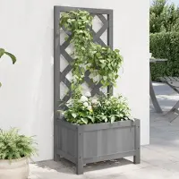 Prolenta Maison Exclusive - Jardinière avec treillis, gris, 40x30x90 cm, en bois massif de sapin