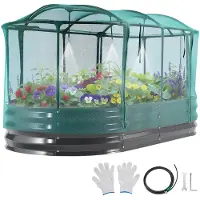 Vevor Potager Surélevé Métal 180x90x30 cm Carré Potager Surélevé à Arrosage Auto Lit de Jardin Ovale pour Culture Légumes Fleurs
