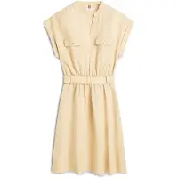 Tommy Hilfiger pour femme. WW0WW49659 Robe courte avec ceinture beige (M), Casuel, Lin