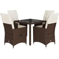 vidaXL Ensemble de jardin 5 pièces avec coussins Marron Poly rotin