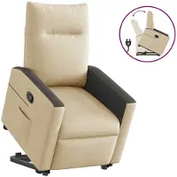 vidaXL Fauteuil relax avec releveur Crème Tissu
