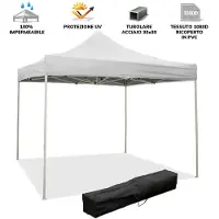 Divina Garden Gazébo Pliant Pliant 3X3 Blanc Recouvert De Pvc Imperméable