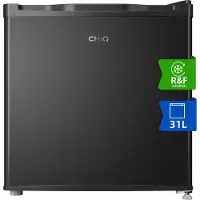 Chiq CSD31D4E Mini réfrigérateur avec compartiment à glaçons, double fonction, porte réversible, thermostat réglable, noir