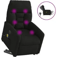 vidaXL Fauteuil de massage Releveur électrique Noir Tissu microfibre