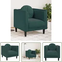 vidaXL Fauteuil avec coussin vert foncé velours