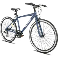 Hiland Vélo de ville 700c pour femme, vélo hybride Shimano à 7 vitesses, vélo de banlieue pour femmes, vélo de randonnée 28 pouces, bleu