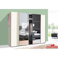 Wimex Armoire à portes coulissantes pour chambre à coucher Bruxelles 641705 blanche 270 cm avec miroir - Neuve