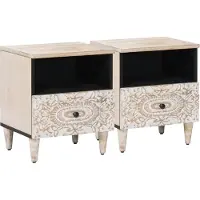 vidaXL Armoire de lit avec tiroir 2 pcs Blanc 40 x 33 x 46 cm