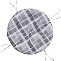 vidaXL Coussin Rond Motif À Carreaux Gris Ø 100 X11 Cm Tissu Oxford