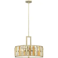 HINKLEY Lampe à suspension, perles d'ambre cristaux acier, D 54 cm