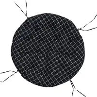 vidaXL Coussin Rond Motif À Carreaux Noir Ø 100 X11 Cm Tissu Oxford