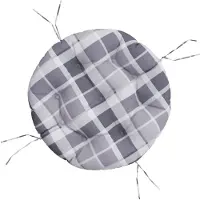 vidaXL Coussin Rond Motif À Carreaux Gris Ø 60 X11 Cm Tissu Oxford