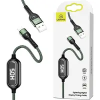 Usams Braided Cable U48 Lightning 1.2M 2A Fast Charging Led Green/Green Sj423Usb02 (Us-Sj423)