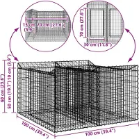 vidaXL Jardinière surélevée en gabions, 100 x 100 x 60 cm, acier galvanisé, argenté
