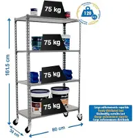 Simon Rack MADERCLICK MOBILE MINI 4/300 1500 Bande métallique CINZA/MADEIRA