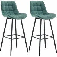 BellaFurn set de 2 tabourets de bar - tabouret haut - Excellent confort d'assise | Couleur : vert | Matériau : poussière