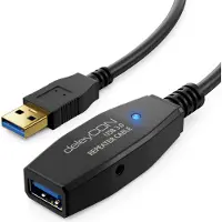 DeleyCON Câble actif USB 3.0 de 15m Rallonge active avec 2 amplificateurs de signal Câble répéteur USB3.0 Rallonge PC Ordinateur Imprimante Scanner